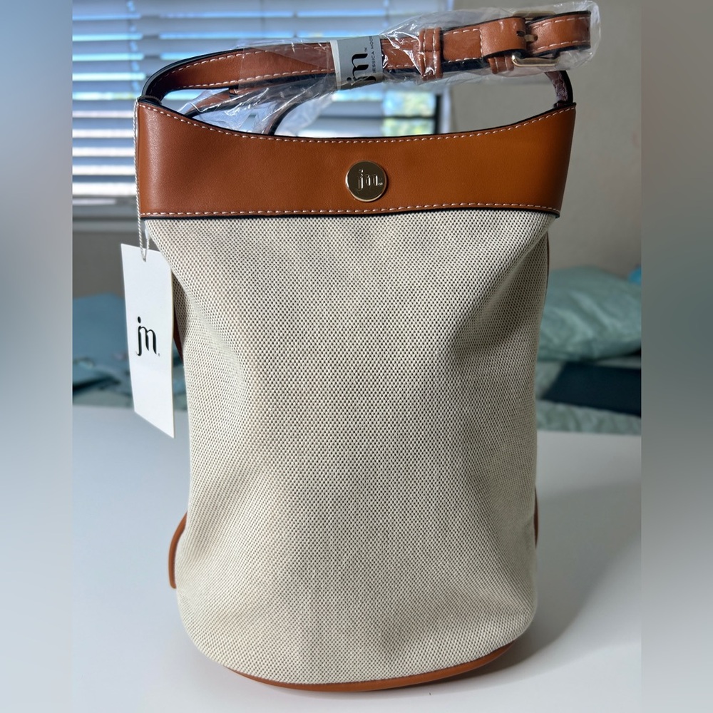 Jessica Moore Beige Brown Bucket Handbag